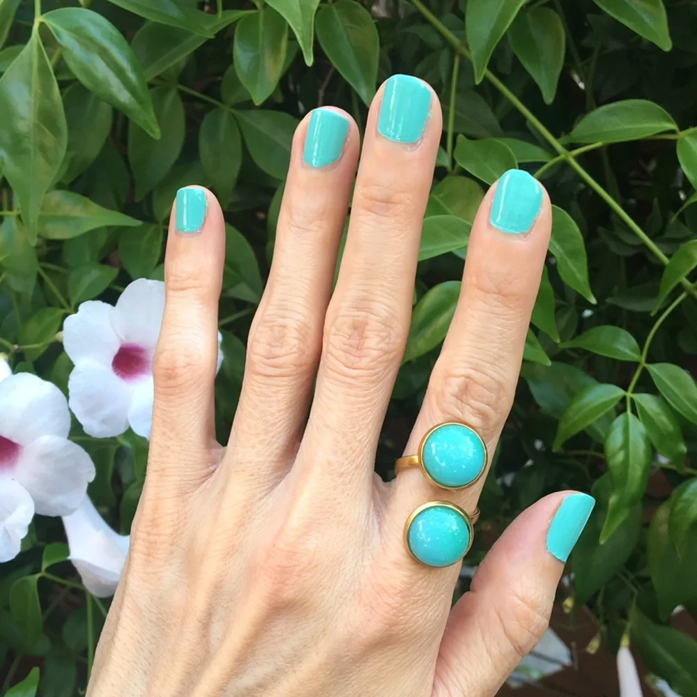 Turquoise + Gold Adjustable Boho Statement Ring